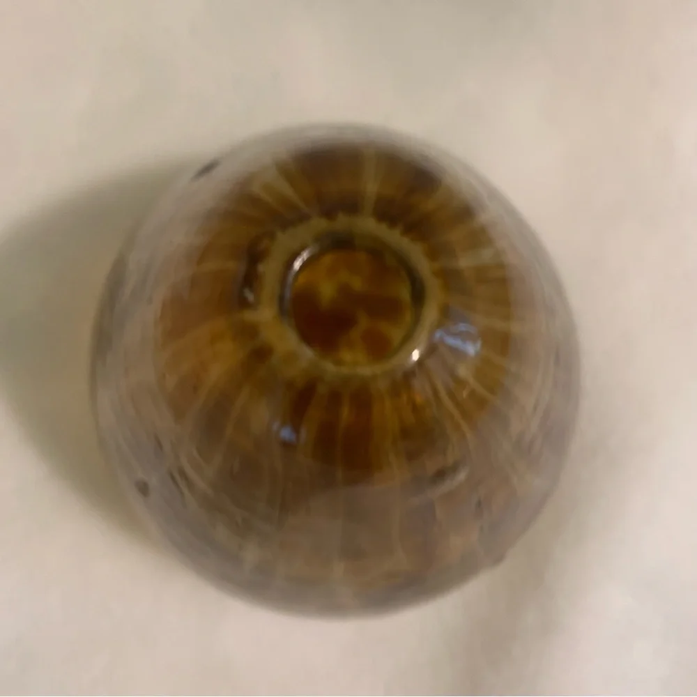 Pearlessence Hand Blown Glass Vase or Reed Diffuser Holder- Amber Brown 3”
